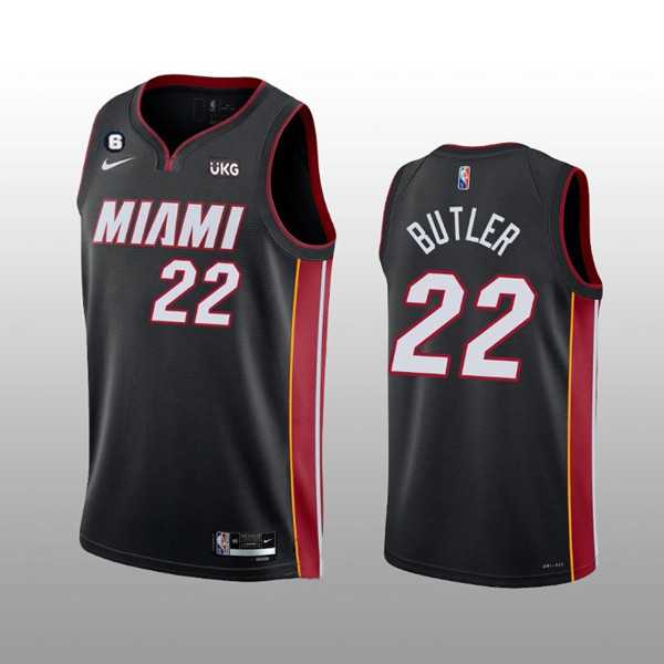 Men%27s Miami Heat #22 Jimmy Butler Black With NO.6 Patch Stitched Jersey Dzhi->miami heat->NBA Jersey